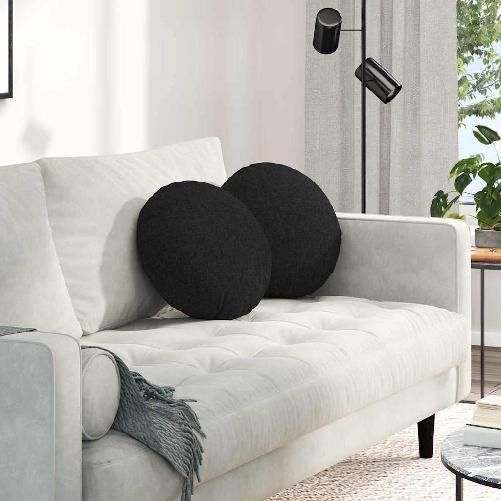 Ülőpárnák 2 pcs Fekete Ø40 x 13 cm szövet