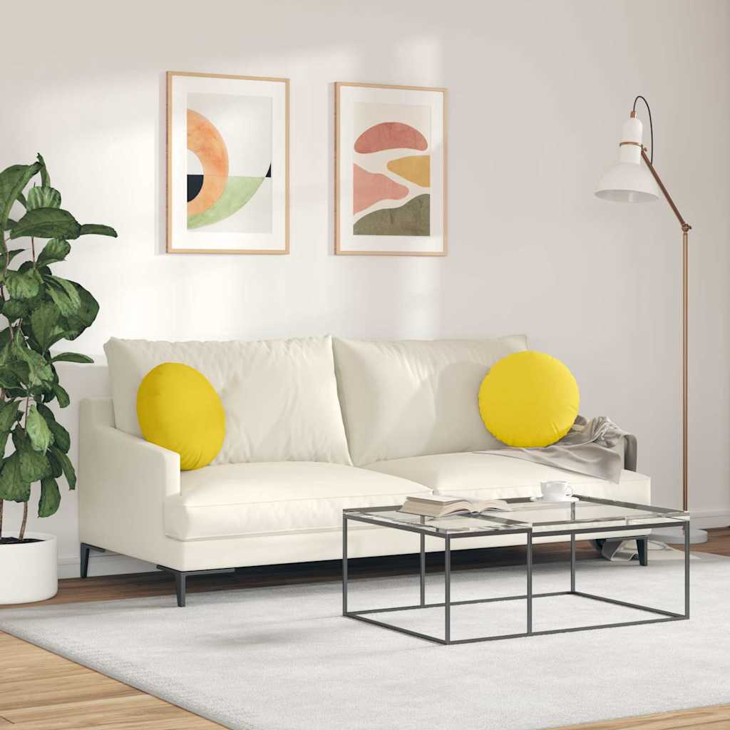 Ülőpárnák 2 pcs Világos sárga Ø40 x 13 cm szövet