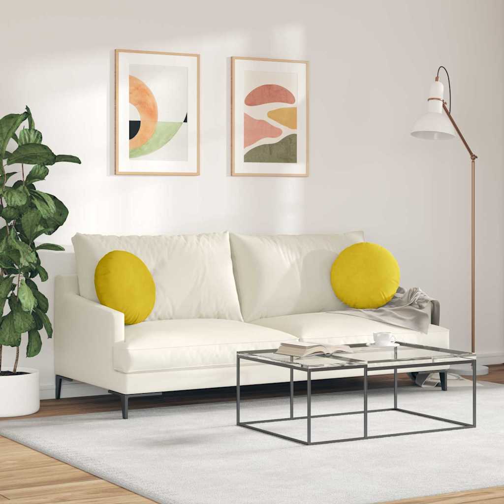 Ülőpárnák 2 pcs Sárga Ø 40 x 13 cm Bársony
