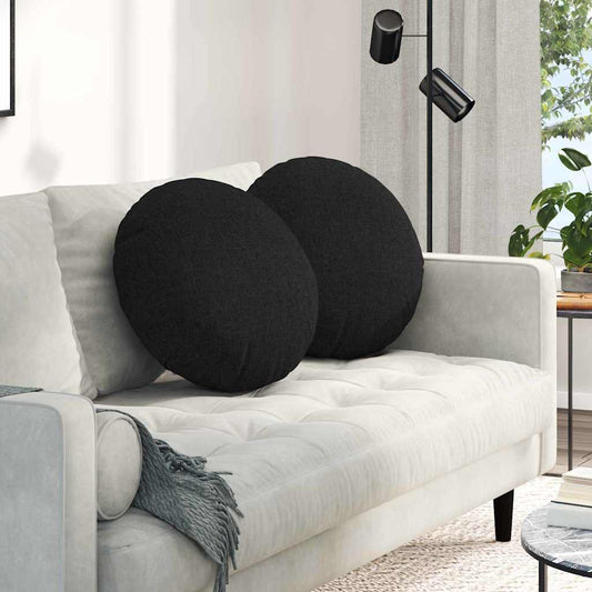 Ülőpárnák 2 pcs Fekete Ø50 x 19 cm szövet