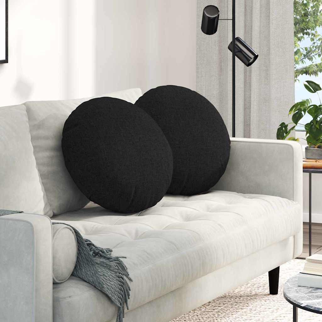 Ülőpárnák 2 pcs Fekete Ø50 x 19 cm szövet