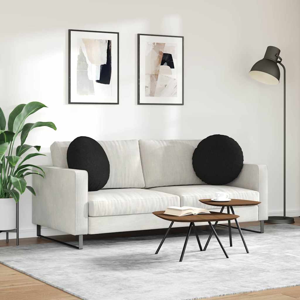 Ülőpárnák 2 pcs Fekete Ø50 x 19 cm szövet