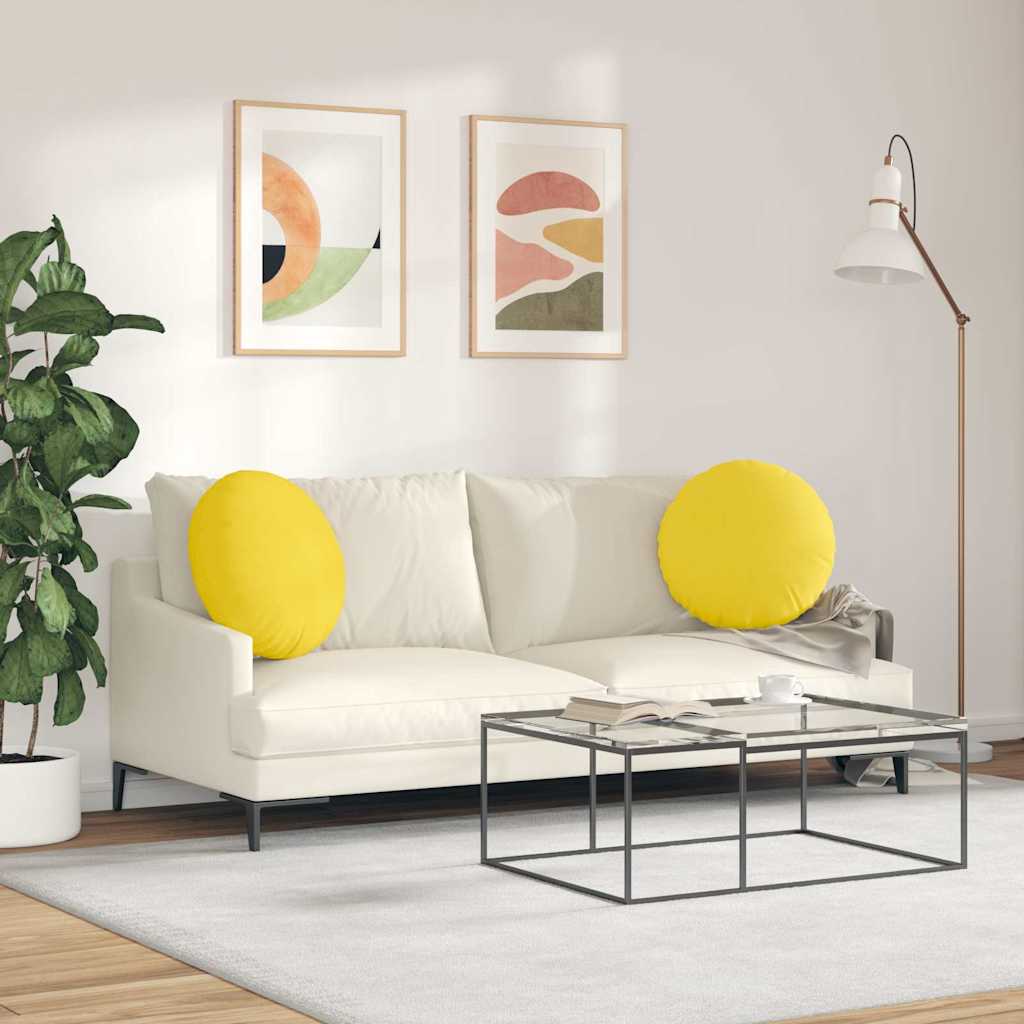 Ülőpárnák 2 pcs Világos sárga Ø50 x 19 cm szövet
