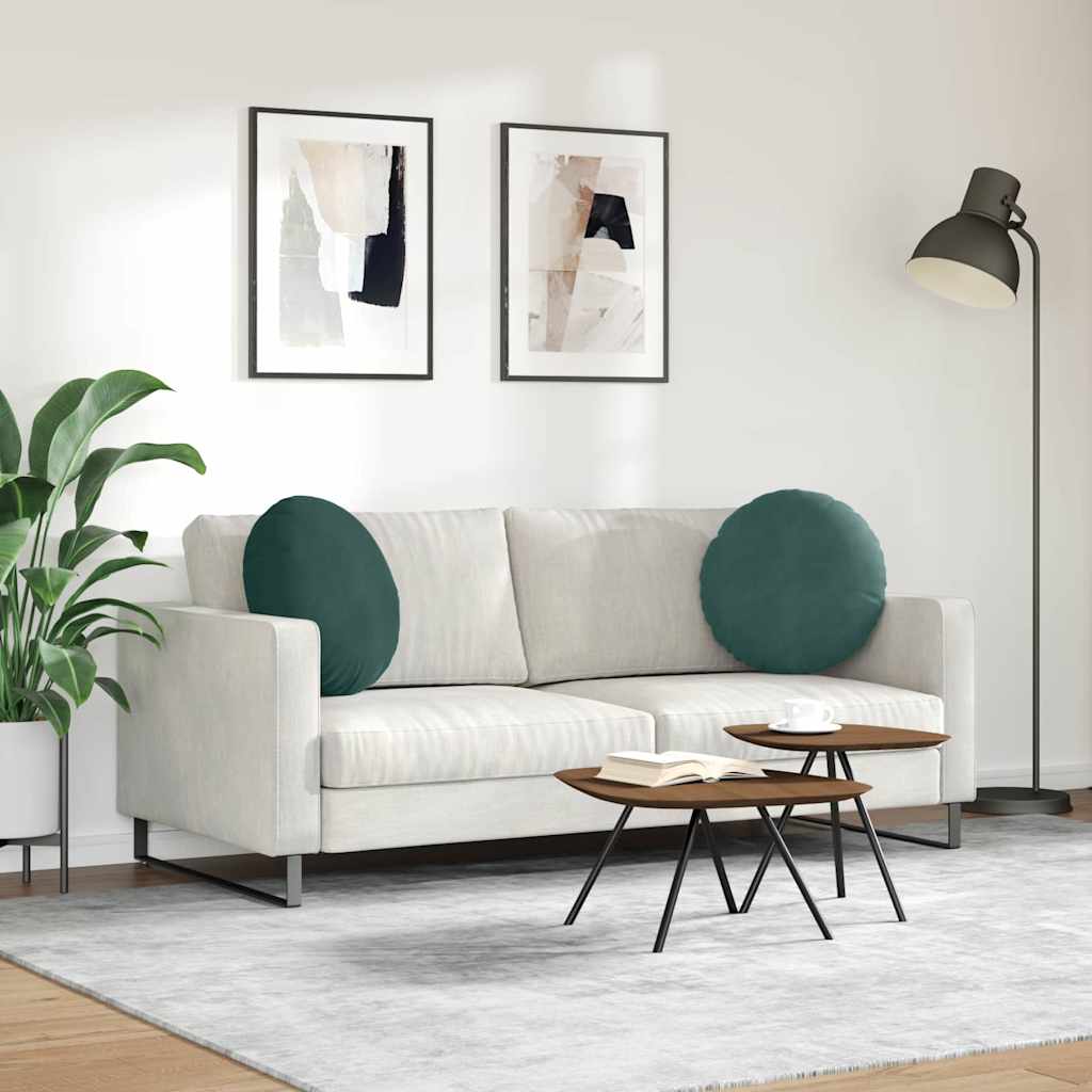 Ülőpárnák 2 pcs Sötétzöld Ø50 x 19 cm Bársony