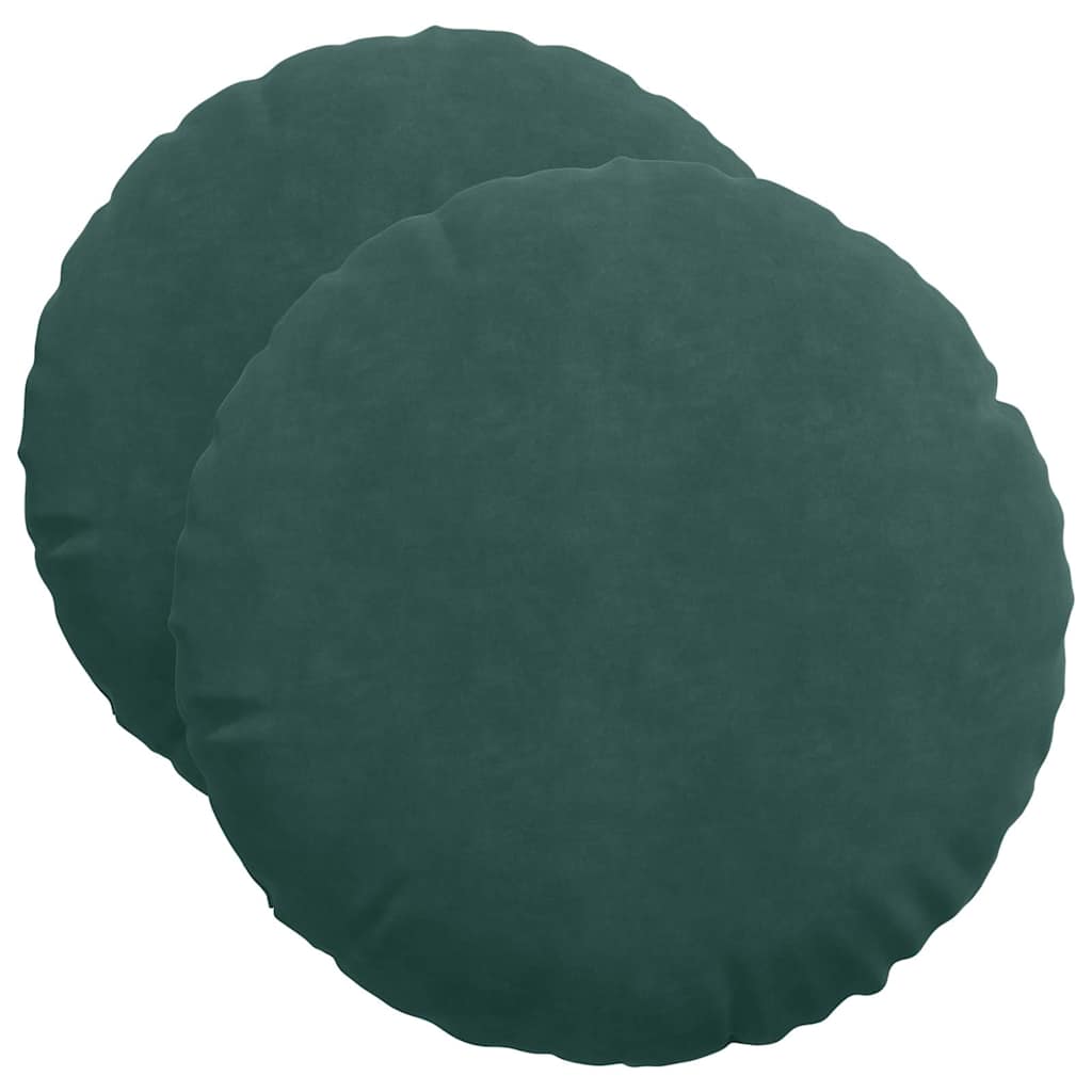 Ülőpárnák 2 pcs Sötétzöld Ø50 x 19 cm Bársony