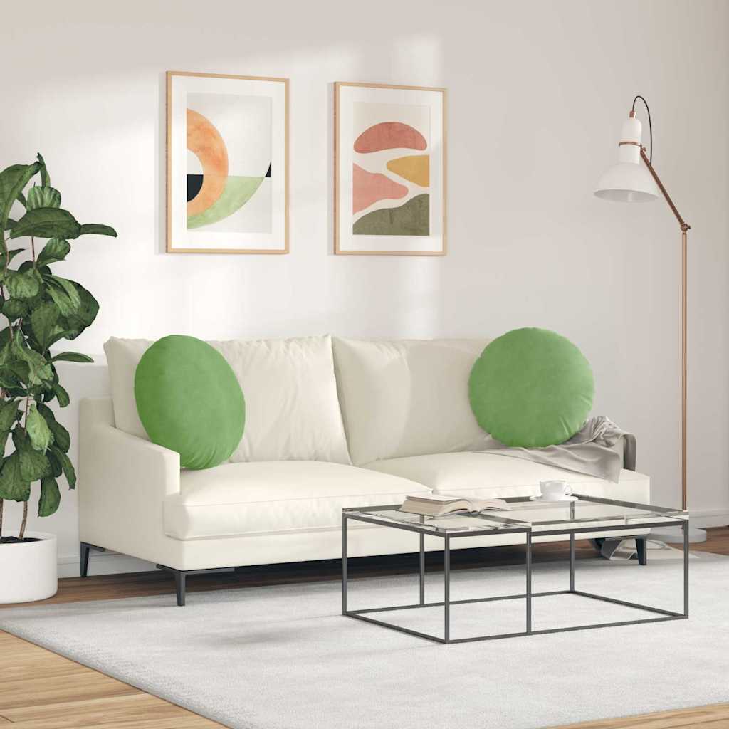 Ülőpárnák 2 pcs Világos zöld Ø50 x 19 cm Bársony