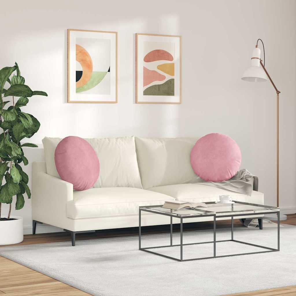 Ülőpárnák 2 pcs Rózsaszín Ø50 x 19 cm Bársony