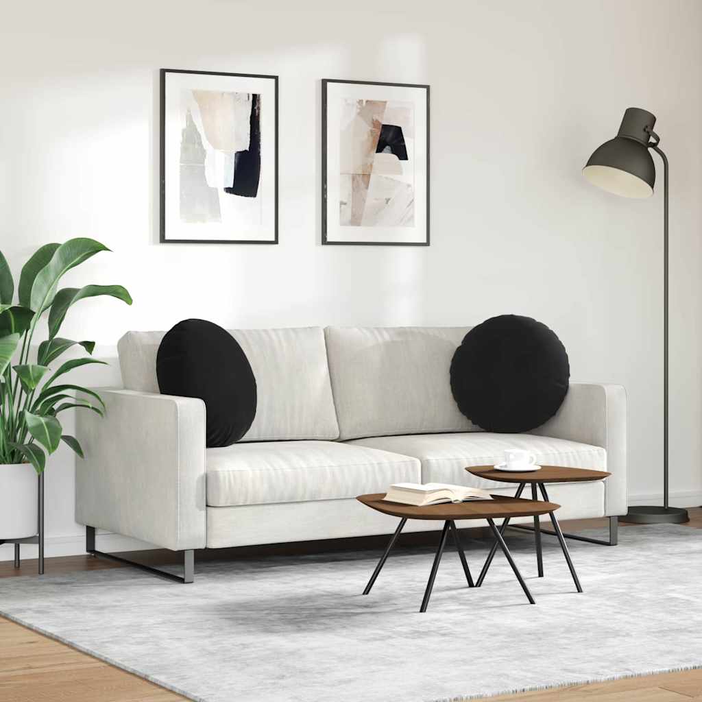 Ülőpárnák 2 pcs Fekete Ø50 x 19 cm Bársony
