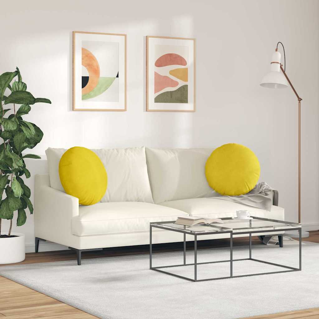 Ülőpárnák 2 pcs Sárga Ø50 x 19 cm Bársony