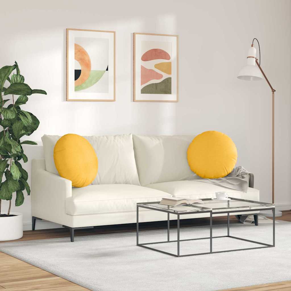 Ülőpárnák 2 pcs Világos sárga Ø50 x 19 cm Bársonyos szövet