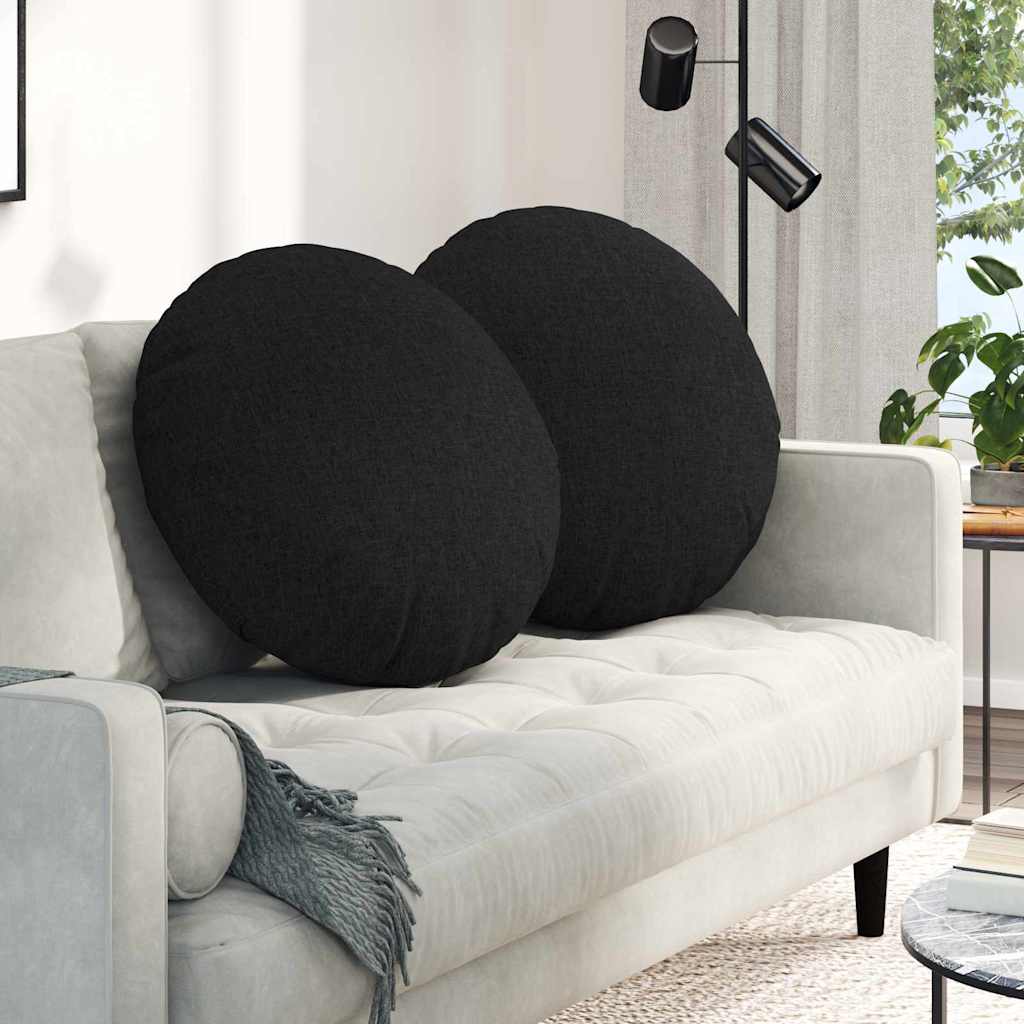 Ülőpárnák 2 pcs Fekete Ø60 x 21 cm szövet