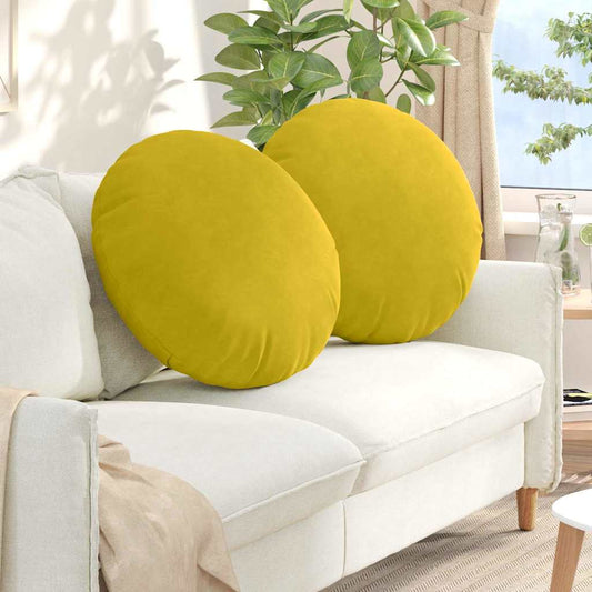 Ülőpárnák 2 db Bársony Sárga Ø60 x 21 cm