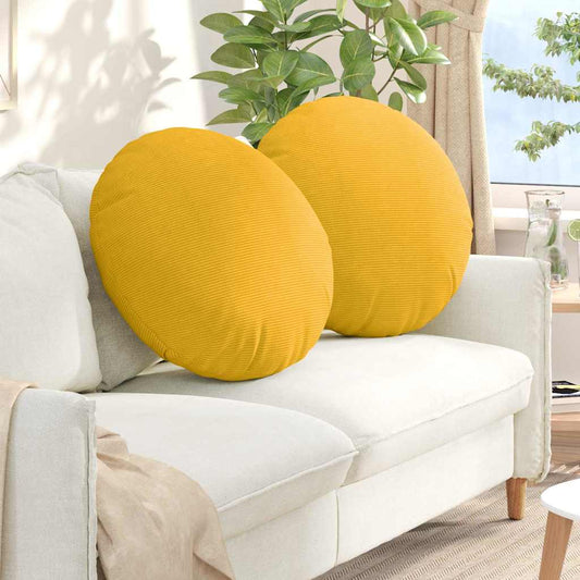Ülőpárnák 2 pcs Világos sárga Ø60 x 21 cm Bársonyos szövet