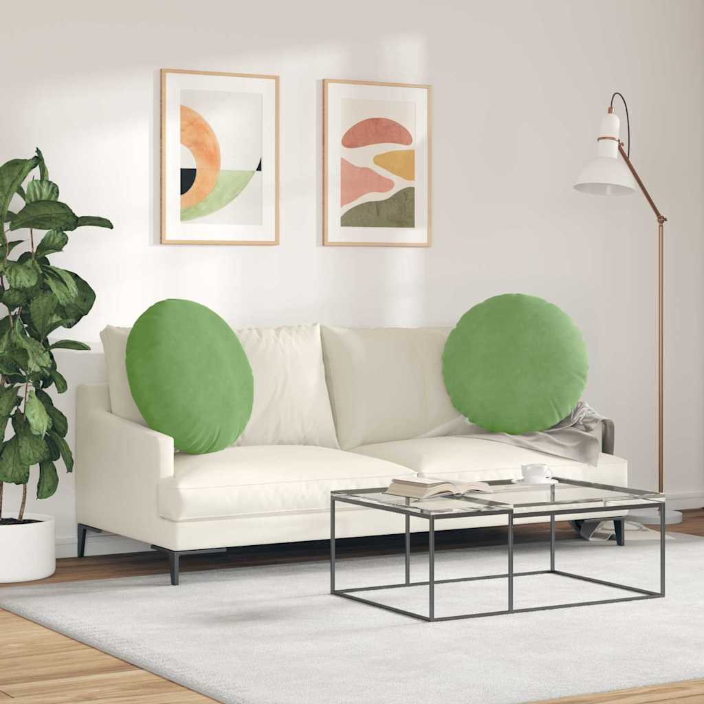 Ülőpárnák 2 pcs Világos zöld Ø 40 x 13 cm Bársony