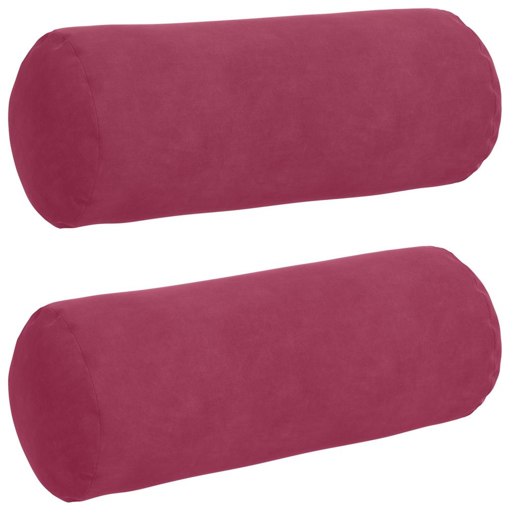 Hengerpárnák 2 pcs Bordó Ø 15 x 40 cm Bársonyos szövet