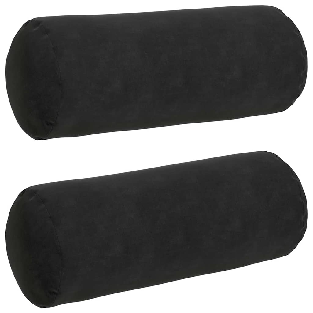 Hengerpárnák 2 pcs Fekete Ø 15 x 40 cm Bársonyos szövet