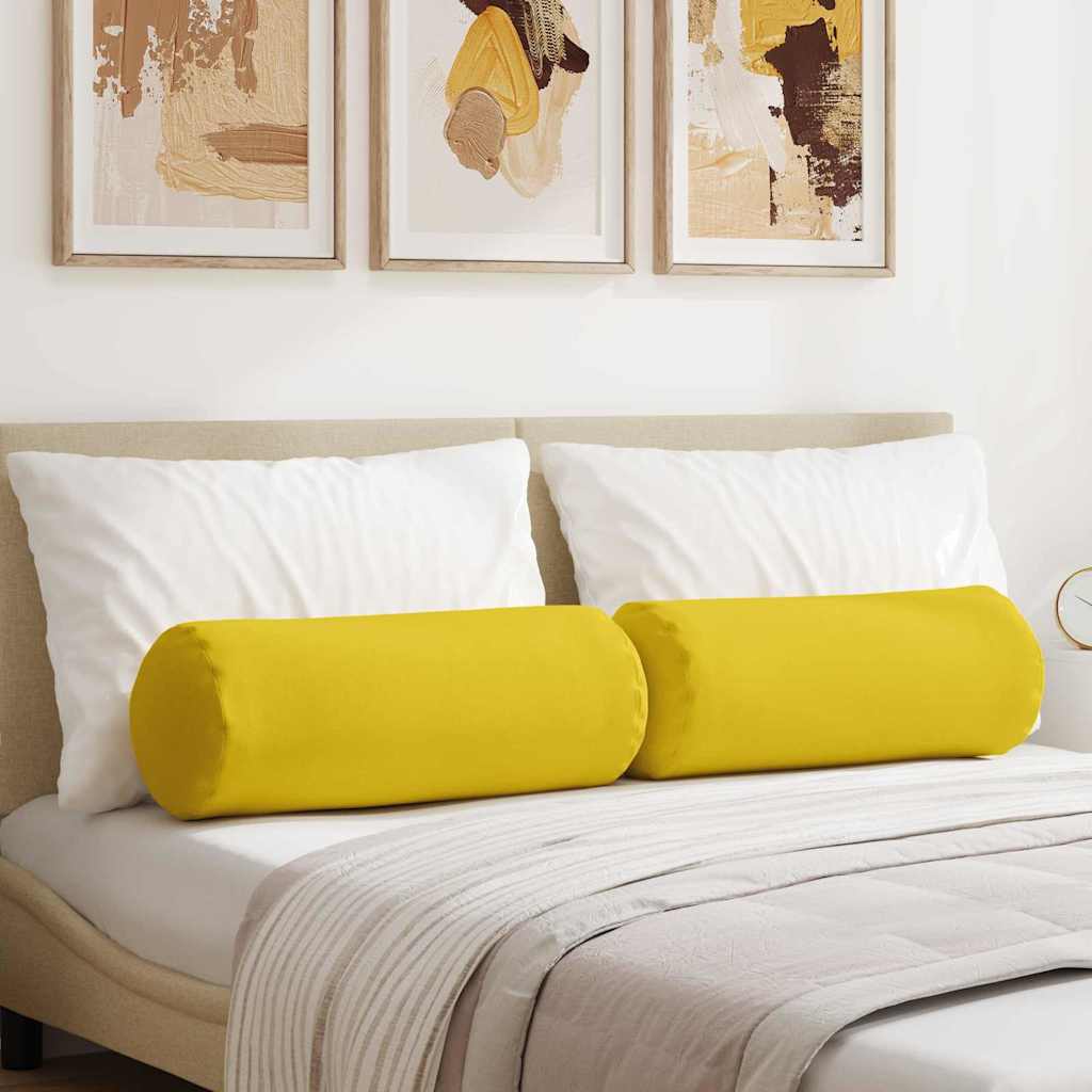 Hengerpárnák 2 pcs Világos sárga Ø 25 x 70 cm szövet