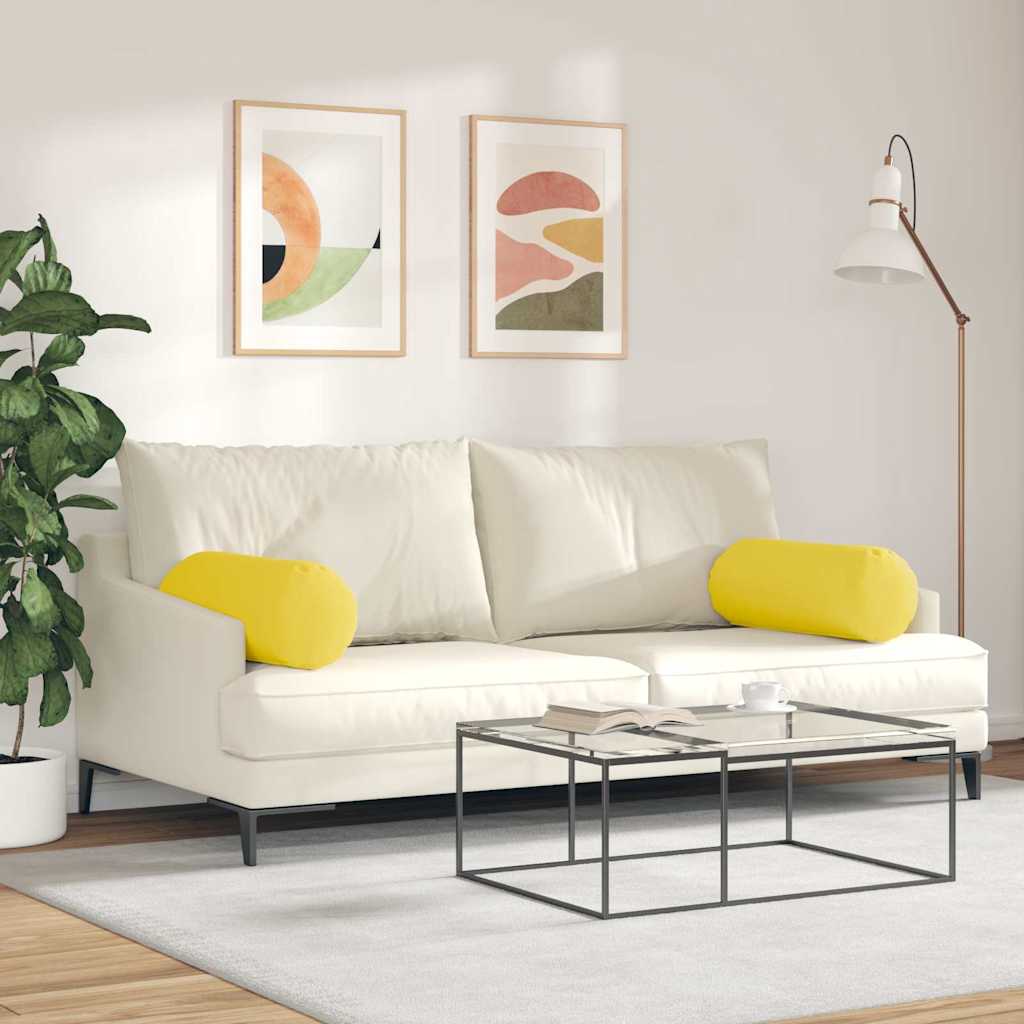 Hengerpárnák 2 pcs Világos sárga Ø 25 x 70 cm szövet