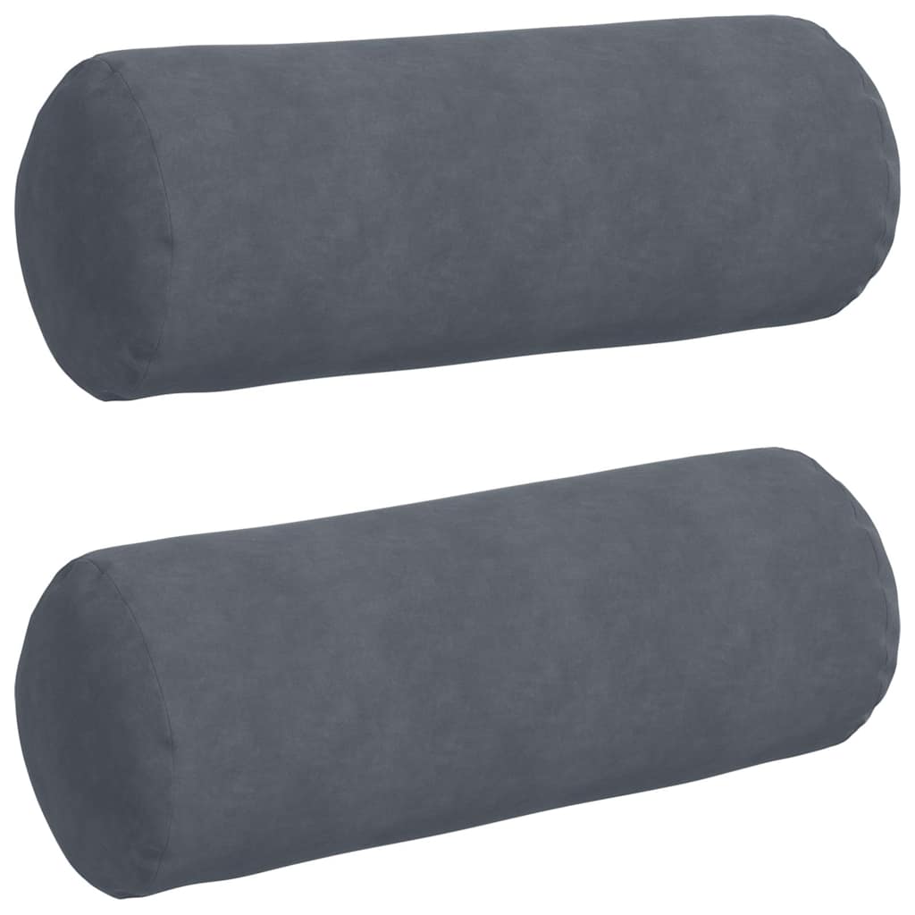 Hengerpárnák 2 pcs Sötétszürke Ø 25 x 70 cm Bársonyos szövet