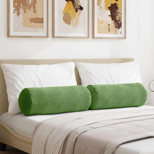 Hengerpárnák 2 pcs Világos zöld Ø 25 x 70 cm Bársonyos szövet