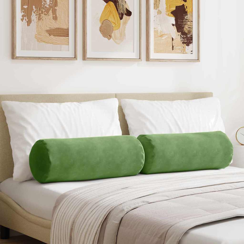Hengerpárnák 2 pcs Világos zöld Ø 25 x 70 cm Bársonyos szövet