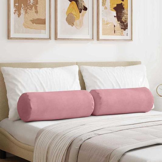 Hengerpárnák 2 pcs Rózsaszín Ø 25 x 70 cm Bársonyos szövet