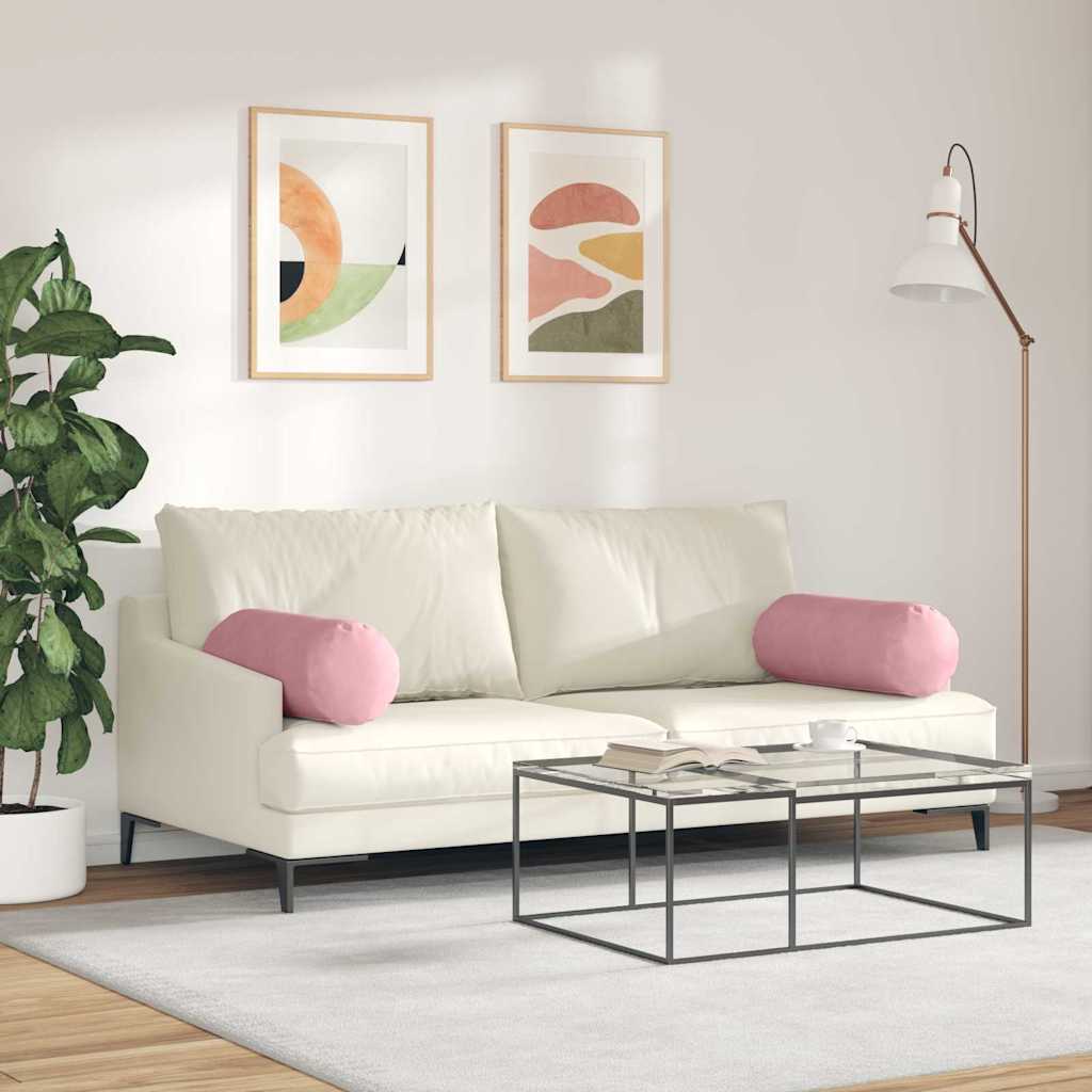 Hengerpárnák 2 pcs Rózsaszín Ø 25 x 70 cm Bársonyos szövet