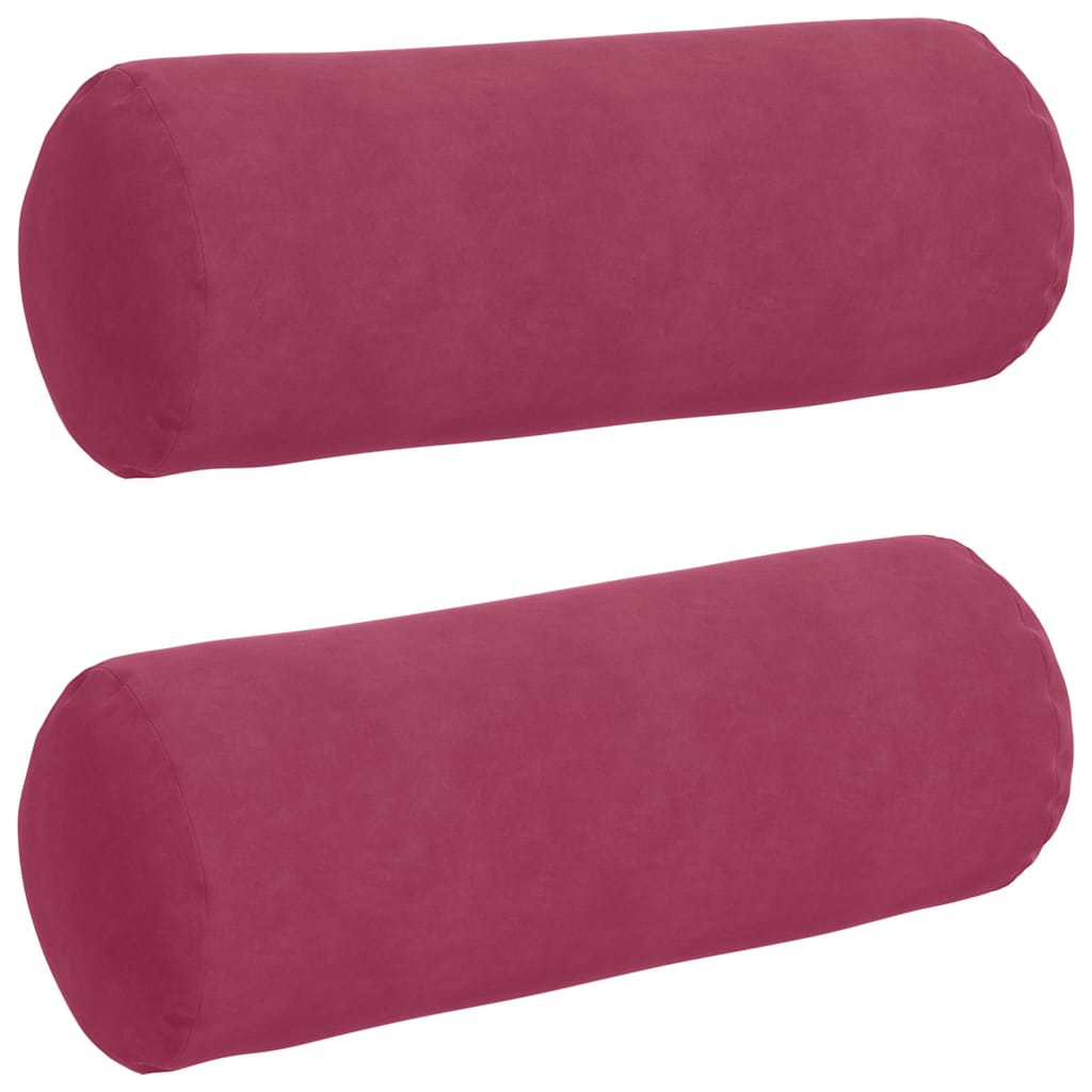Hengerpárnák 2 pcs Bordó Ø 25 x 70 cm Bársonyos szövet