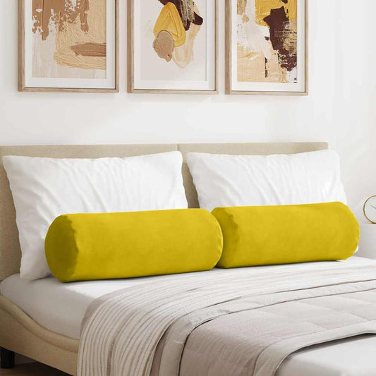 Hengerpárnák 2 pcs Sárga Ø 25 x 70 cm Bársonyos szövet