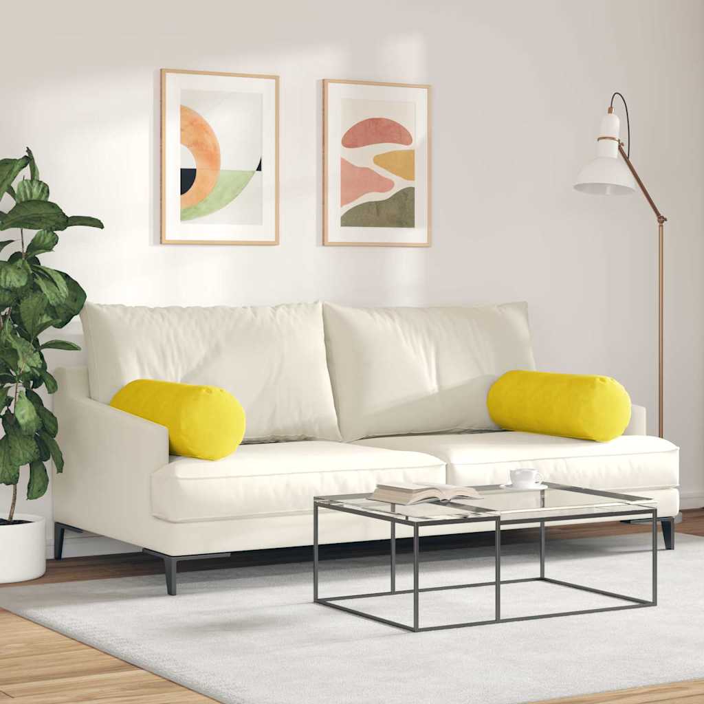 Hengerpárnák 2 pcs Sárga Ø 25 x 70 cm Bársonyos szövet