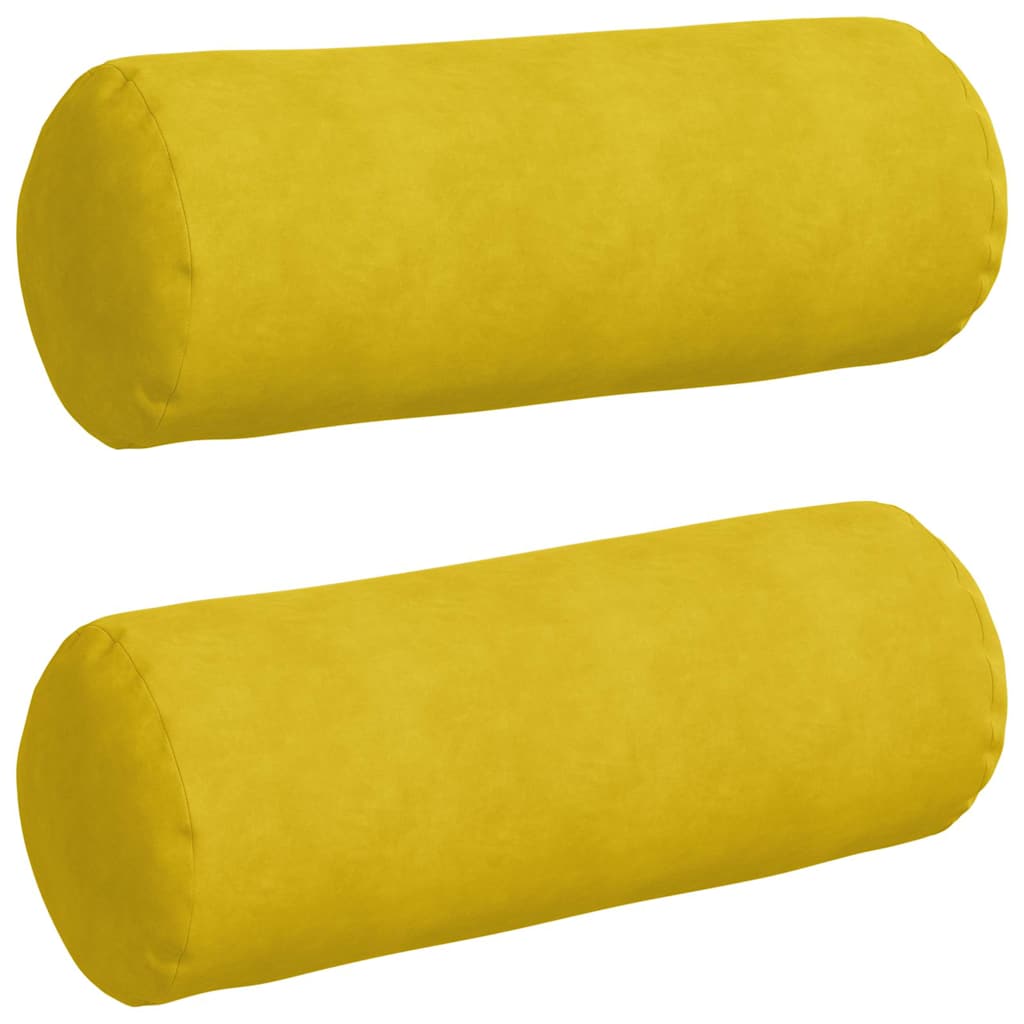 Hengerpárnák 2 pcs Sárga Ø 25 x 70 cm Bársonyos szövet