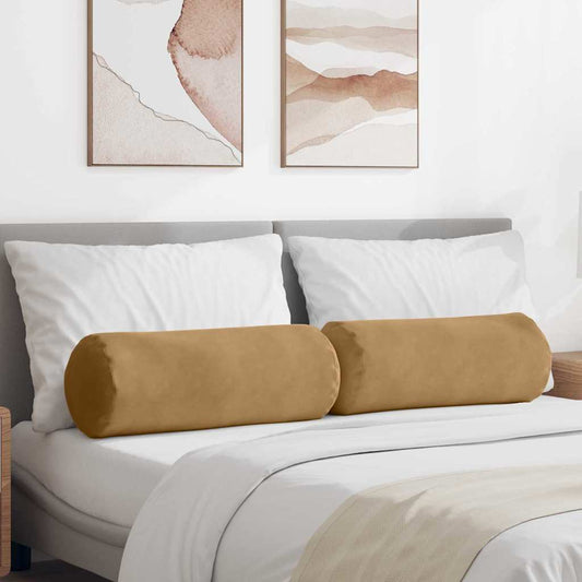 Hengerpárnák 2 pcs Barna Ø 25 x 70 cm Bársonyos szövet
