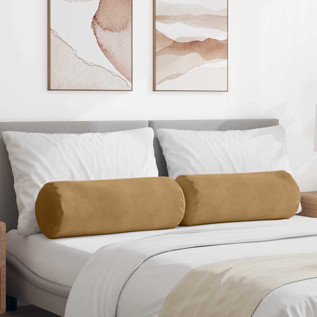 Hengerpárnák 2 pcs Barna Ø 25 x 70 cm Bársonyos szövet