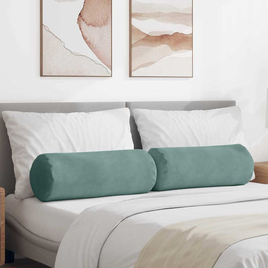 Hengerpárnák 2 pcs Tengeri Zöld Ø 25 x 70 cm Bársonyos szövet