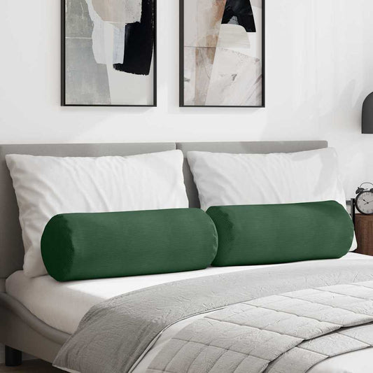 Hengerpárnák 2 pcs Sötétzöld Ø 25 x 70 cm Bársonyos szövet