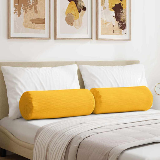 Hengerpárnák 2 pcs Világos sárga Ø 25 x 70 cm Bársonyos szövet