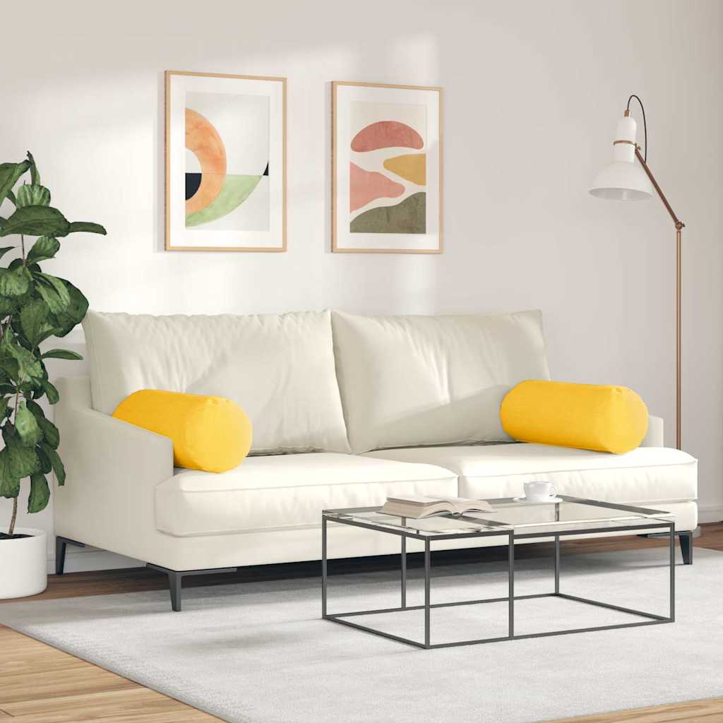 Hengerpárnák 2 pcs Világos sárga Ø 25 x 70 cm Bársonyos szövet