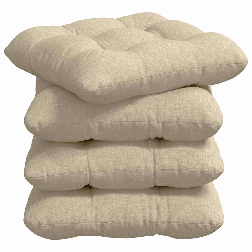 Ülőpárnák 4 pcs Szövet Krémszínű 40 x 40 x 12 cm