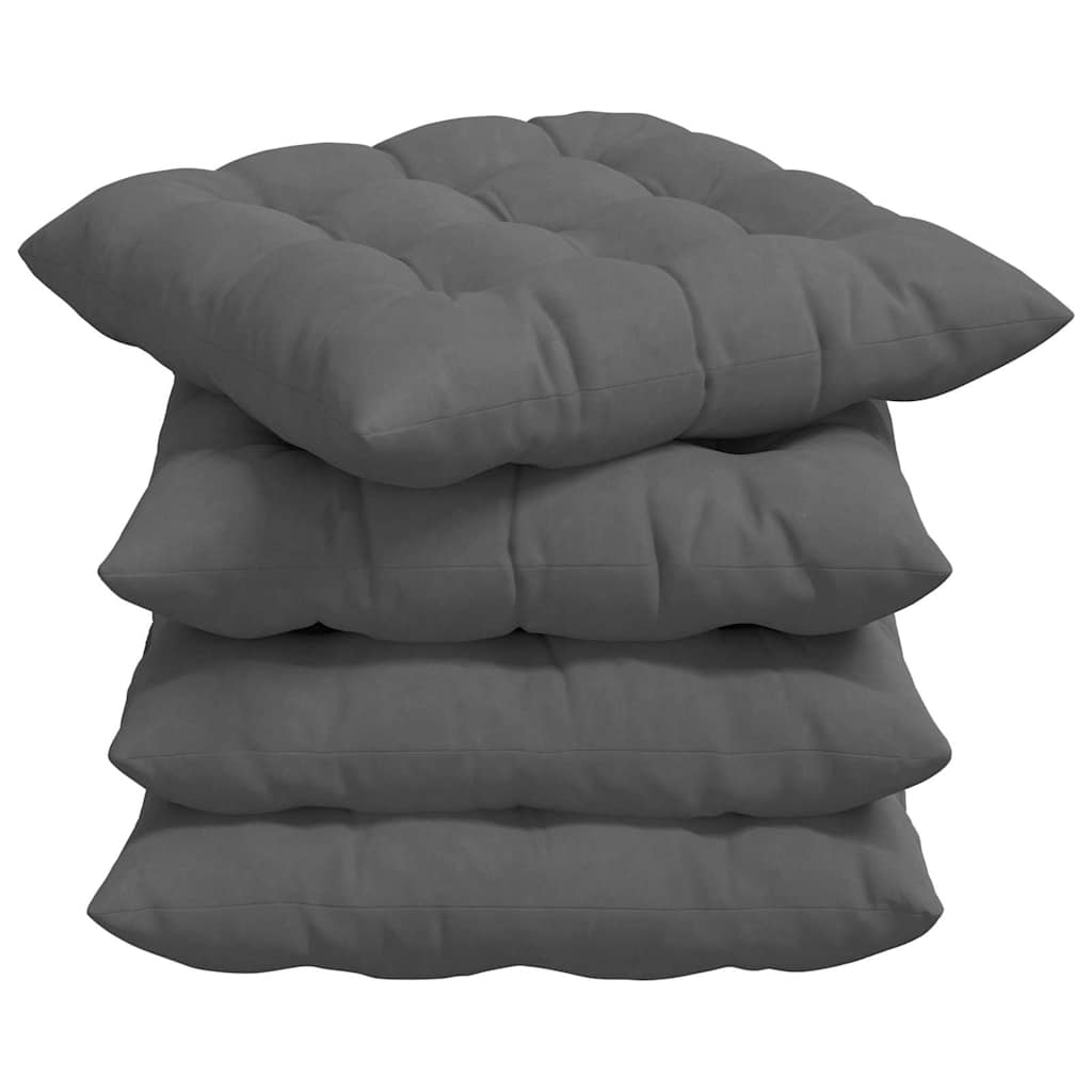 Ülőpárnák 4 pcs Mikroszálas Sötétszürke 40 x 40 x 6 cm