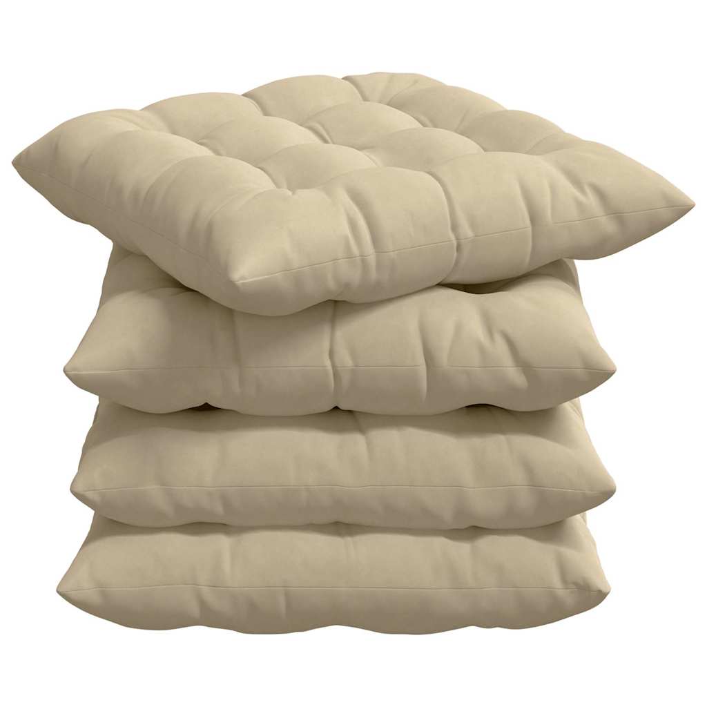 Ülőpárnák 4 pcs Mikroszálas Krémszínű 40 x 40 x 6 cm