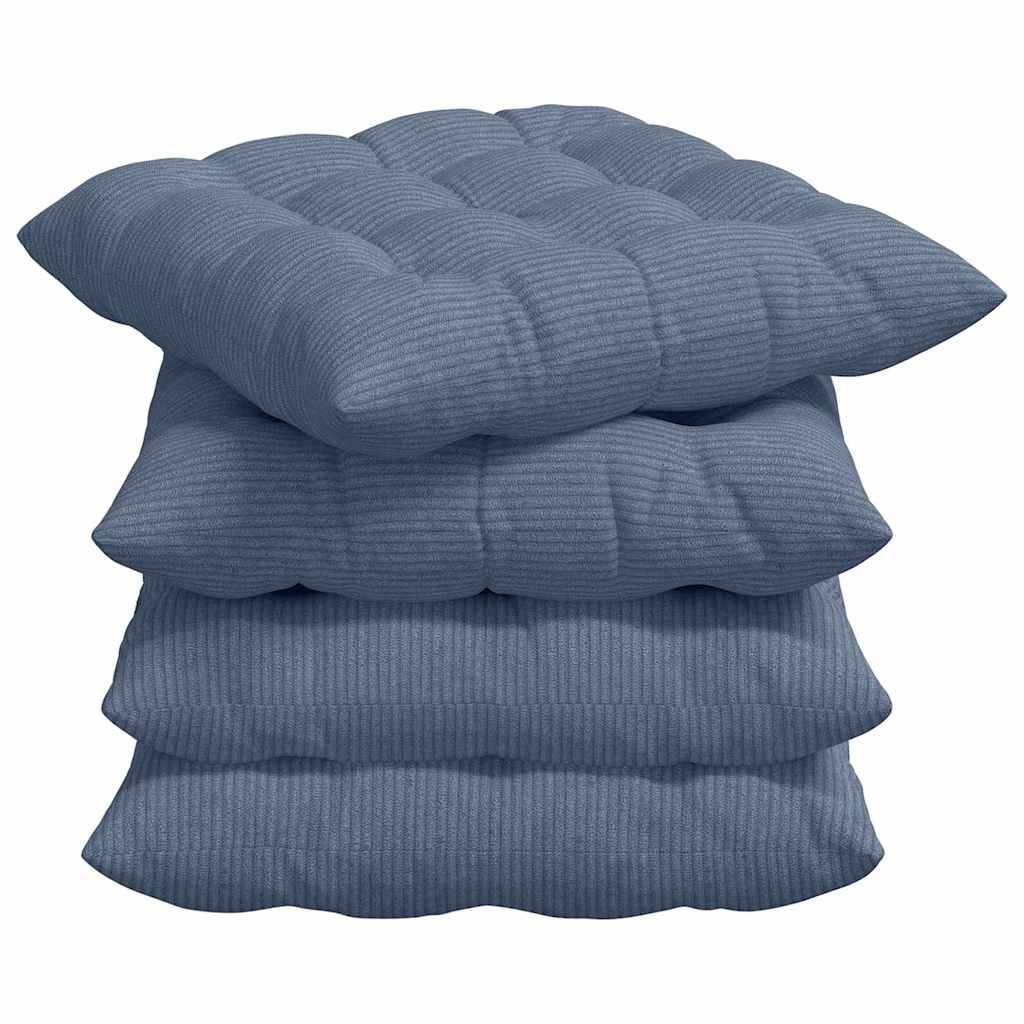Ülőpárnák 4 pcs Bársonyos szövet Kék 40 x 40 x 6 cm