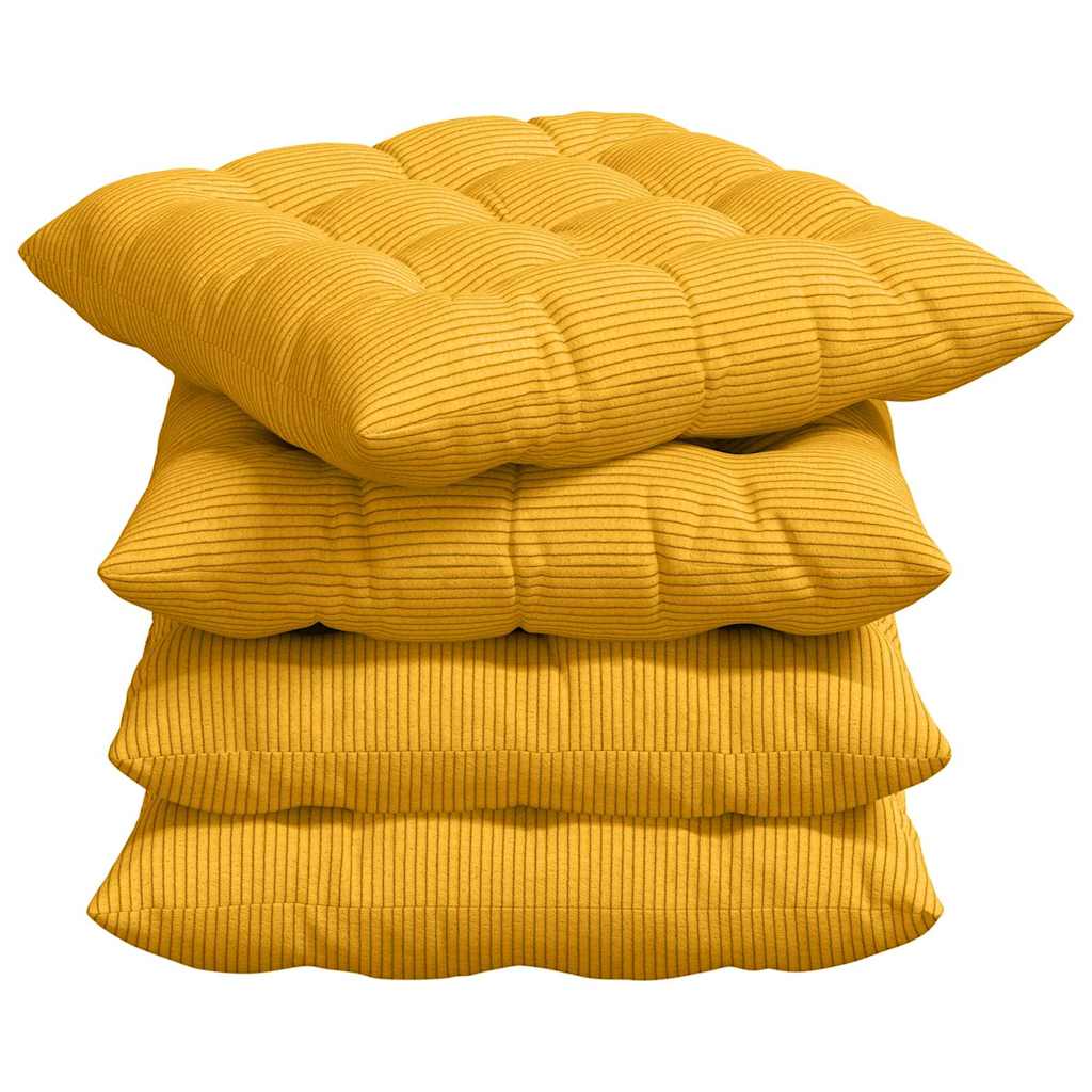 Ülőpárnák 4 pcs Bársonyos szövet Világos sárga 40 x 40 x 6 cm