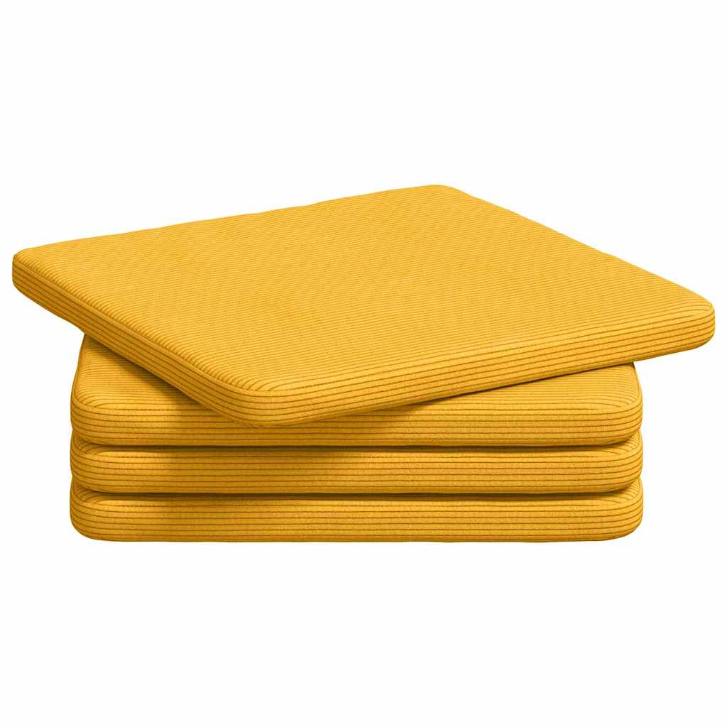 Ülőpárnák 4 pcs Világos sárga 40 x 40 x 3 cm Bársonyos szövet