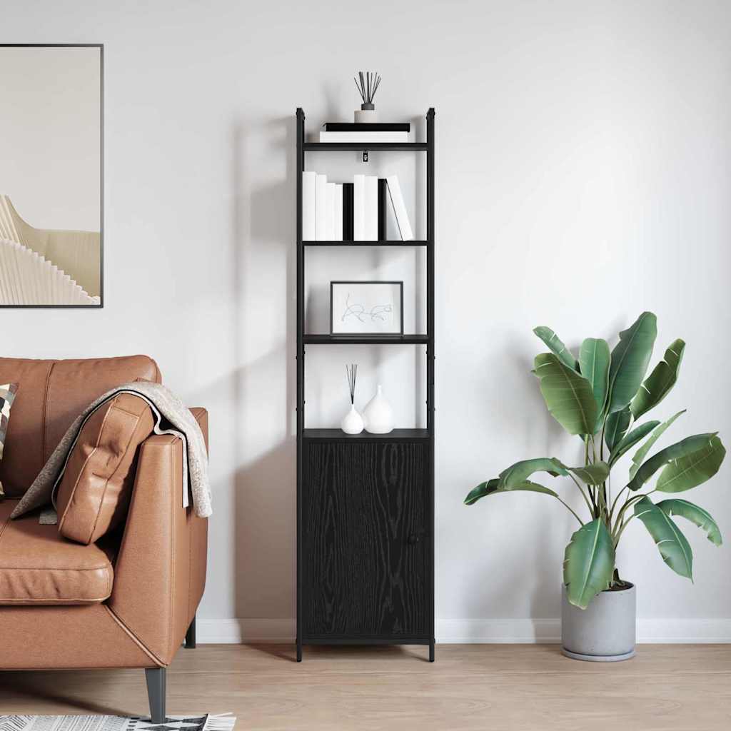 Könyvespolc 6 szintes 40 x 24 x 161 cm Szerelt Fa Fekete tölgy