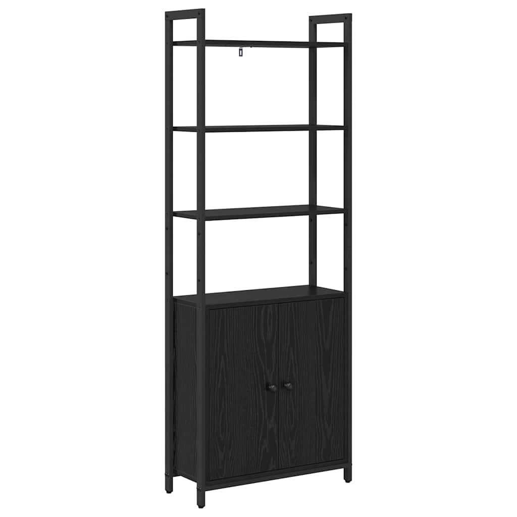 Könyvespolc 6 szintes 60 x 24 x 161 cm Szerelt Fa Fekete tölgy