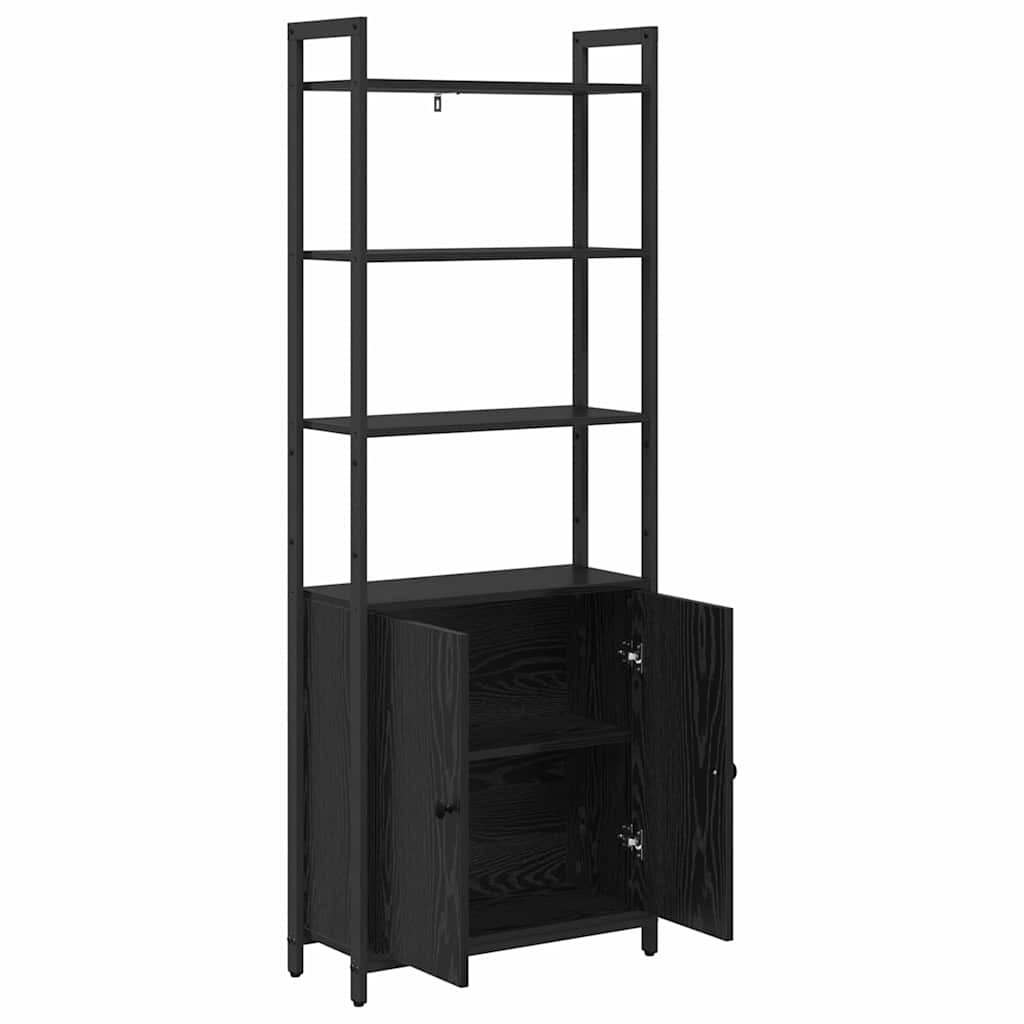 Könyvespolc 6 szintes 60 x 24 x 161 cm Szerelt Fa Fekete tölgy