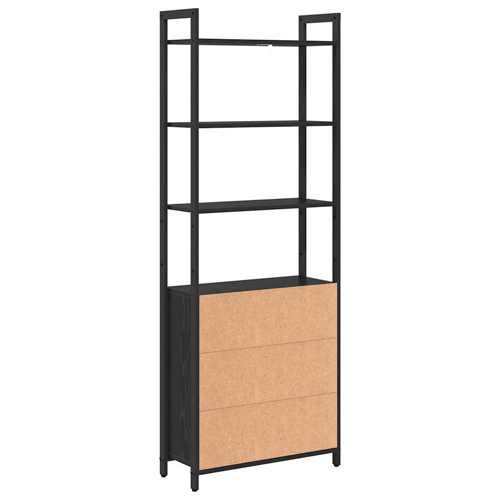 Könyvespolc 6 szintes 60 x 24 x 161 cm Szerelt Fa Fekete tölgy