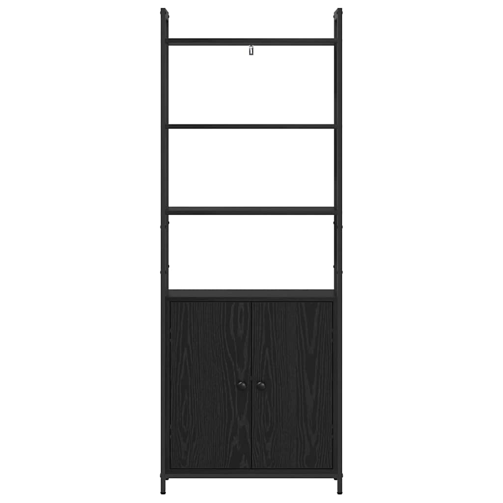 Könyvespolc 6 szintes 60 x 24 x 161 cm Szerelt Fa Fekete tölgy