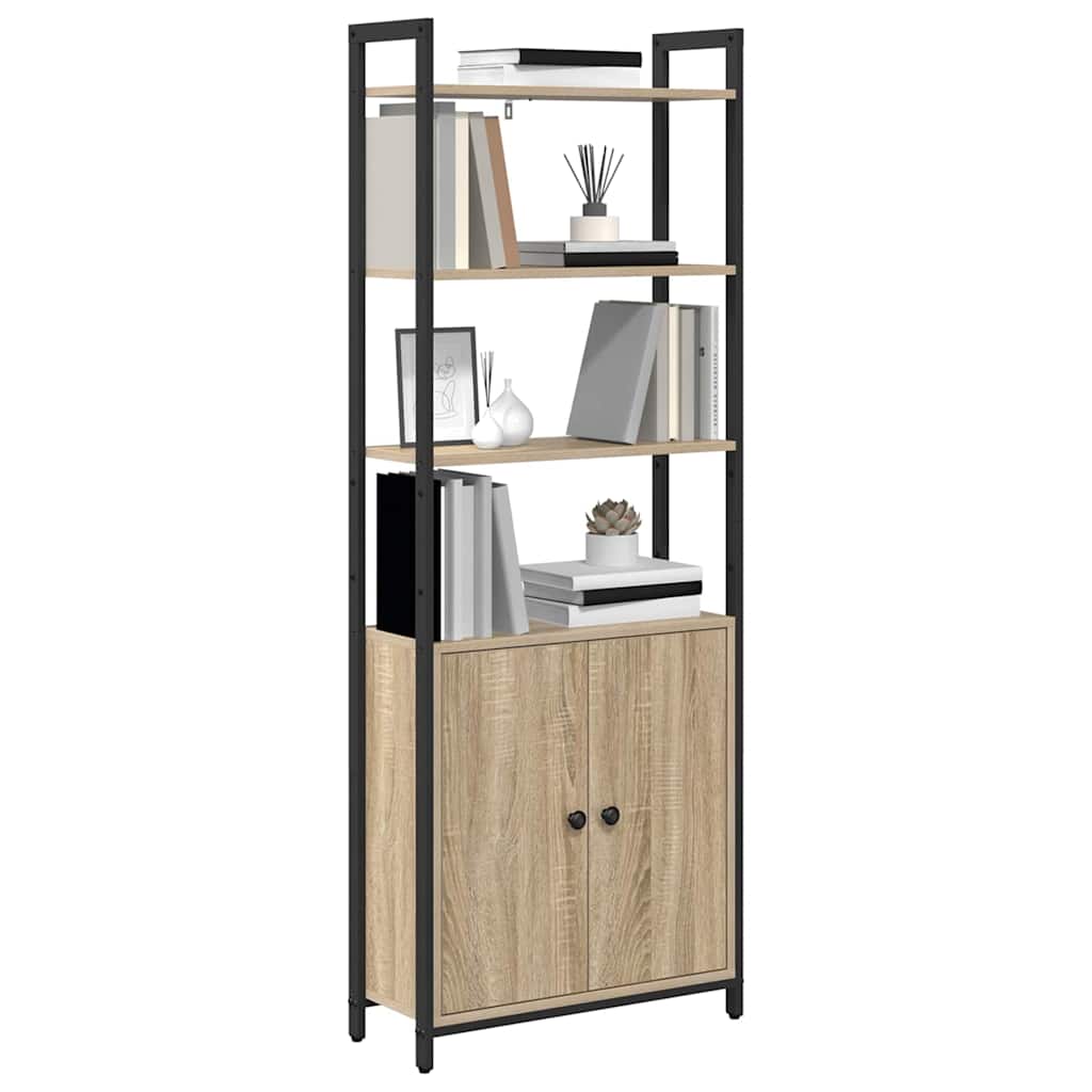 Könyvespolc 6 szintes 60 x 24 x 161 cm Szerelt Fa Sonoma tölgy
