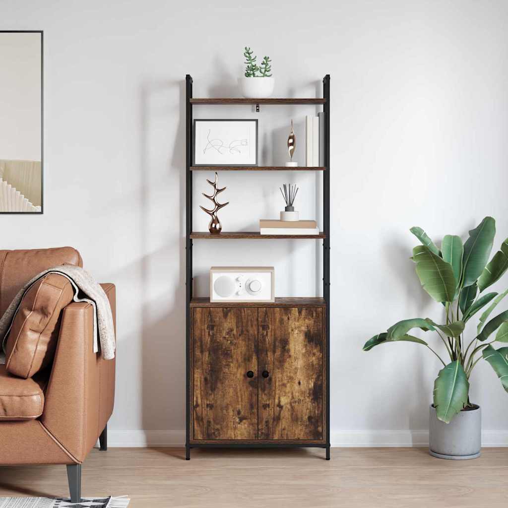 Könyvespolc 6 szintes 60 x 24 x 161 cm Szerelt Fa Füstölt tölgy
